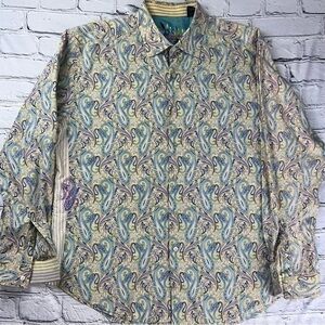 Robert Graham Mens Paisley Long Sleeve Button Up shirt Size 2XL